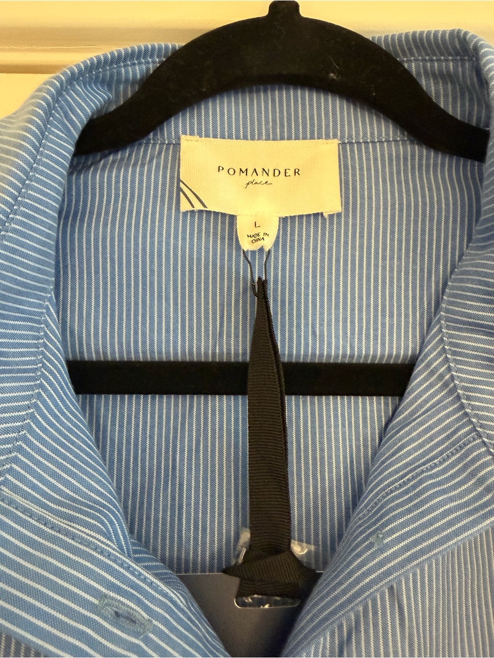 Pomander Place Blue Stripe Ruffle Tiered Shirt Dress - Picture 2 of 6